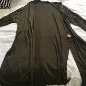 Green Cardigan with Slits on the Sides